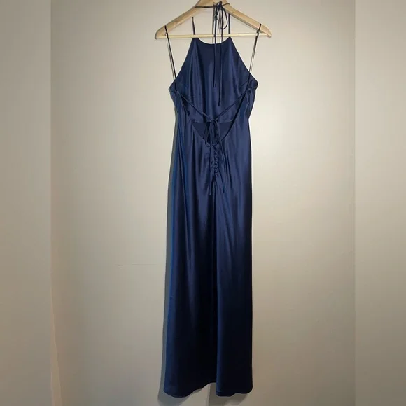 NEW Reformation Jeany Silk Long Dress Backless Formal Navy | Size M - Picture 9 of 13